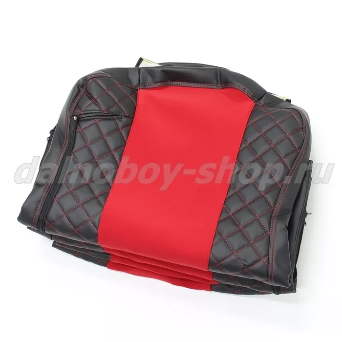 Чехол - сиденье иск.кожа+велюр PREMIUM KMZ K5 / БЕЗ ЛОГОТИПА  / черно-красный