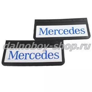 Брызговики передние резина (светоотражающие) 520*250 MERCEDES (белый+синяя надпись)