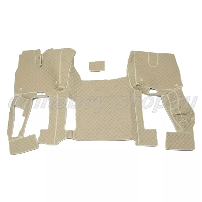 Коврик кож.зам. 3D под ноги Man TGX (2016-2021) авт с ящ с хол 2х нитка беж кожа/нить коричневая