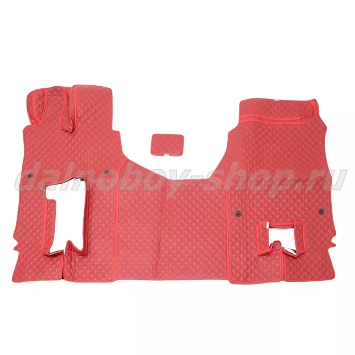 Коврик кож.зам. 3D под ноги MERCEDES ACTROS MP4/5 2х нитка красная кожа/нить красная