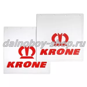 Брызговики задние резина (тисненные) БЕЛЫЕ 400*400 KRONE красная надпись