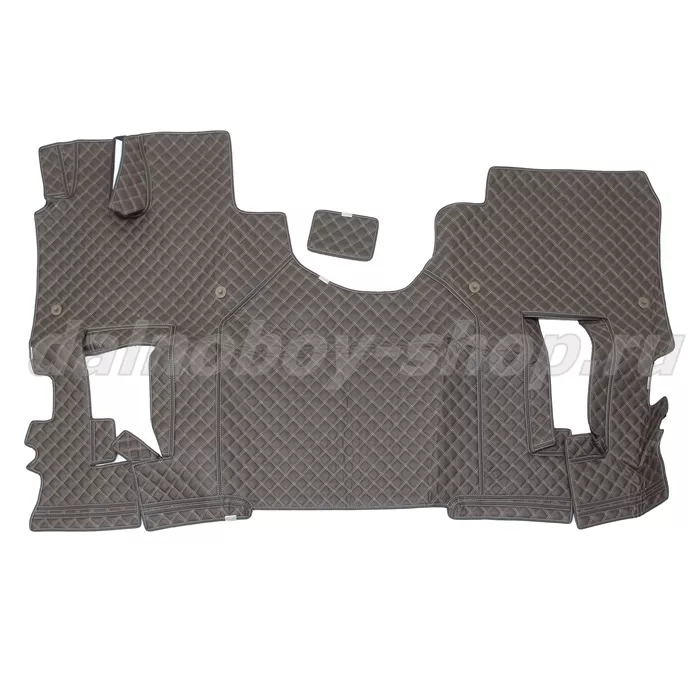 Коврик кож.зам. 3D под ноги KMZ К5 2х нитка шоколад кожа/нить бежевая