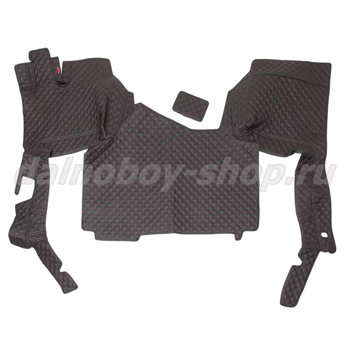 Коврик кож.зам. 3D под ноги Faw J7 2х нитка черная кожа/нить красная