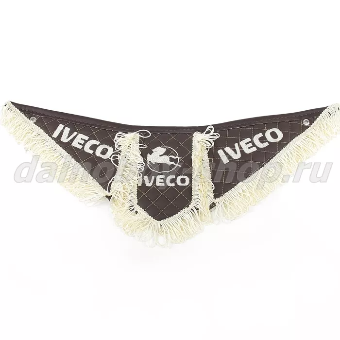 Вымпел из 3-х частей Иск кожа стеганный IVECO коричневый + бежевая бахрома