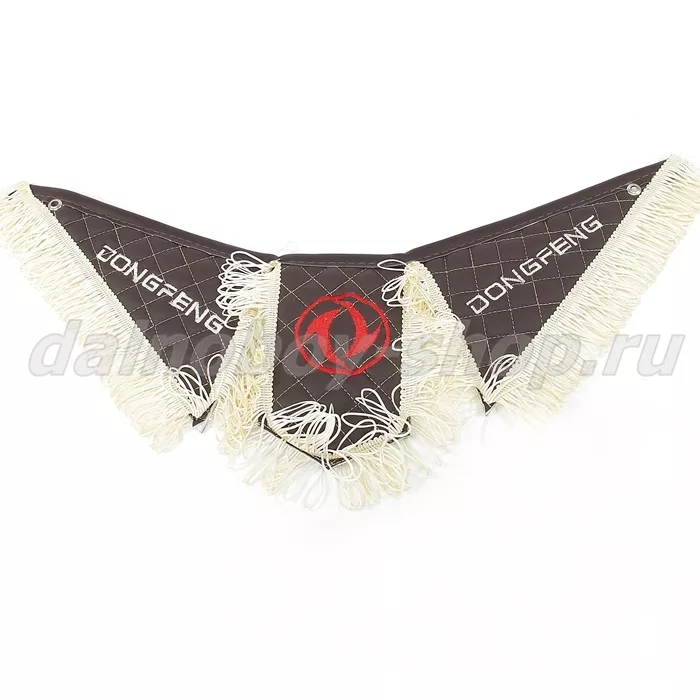 Вымпел из 3-х частей Иск кожа стеганный DONFENG коричневый + бежевая бахрома
