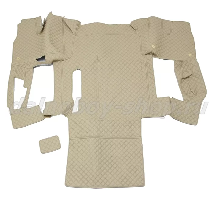 Коврик кож.зам. 3D под ноги Man TGX (2016-2021) авт без ящ без хол 2х нитка беж кожа/нить черная