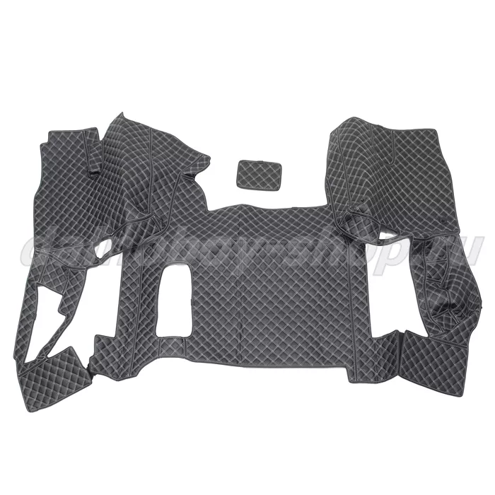 Коврик кож.зам. 3D под ноги Man TGX (2016-2021) авт с ящ с хол 2х нитка черная кожа/нить белая