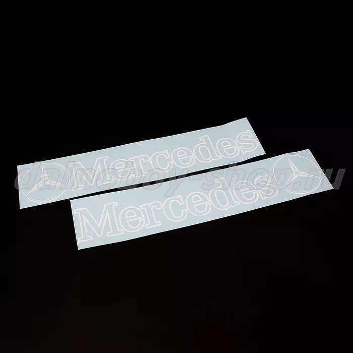 Наклейка (вырезанная) 14*66 "MERCEDES" ( комплект 2шт.) цвет белый