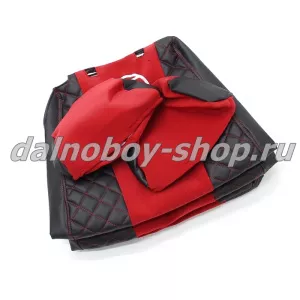 Чехол - сиденье иск.кожа+велюр PREMIUM SHACMAN от 2021г. ГРАМЕР с ремнями  (SH02) / черно-красный