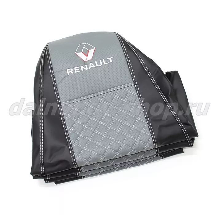 Чехол - сиденье / иск.кожа /PREMIUM / RENAULT PREMIUM/MAGNUM 2002-2013г (2 выс.сид) черно-серый
