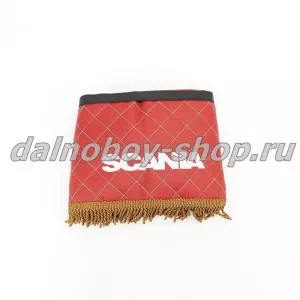 Ламбрекен лоб.+ шторка боковая кожзам 2.2м  SCANIA красный