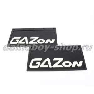 Брызговики передние резина (тиснение) 490*250 ГАЗОН (надпись белая резина)