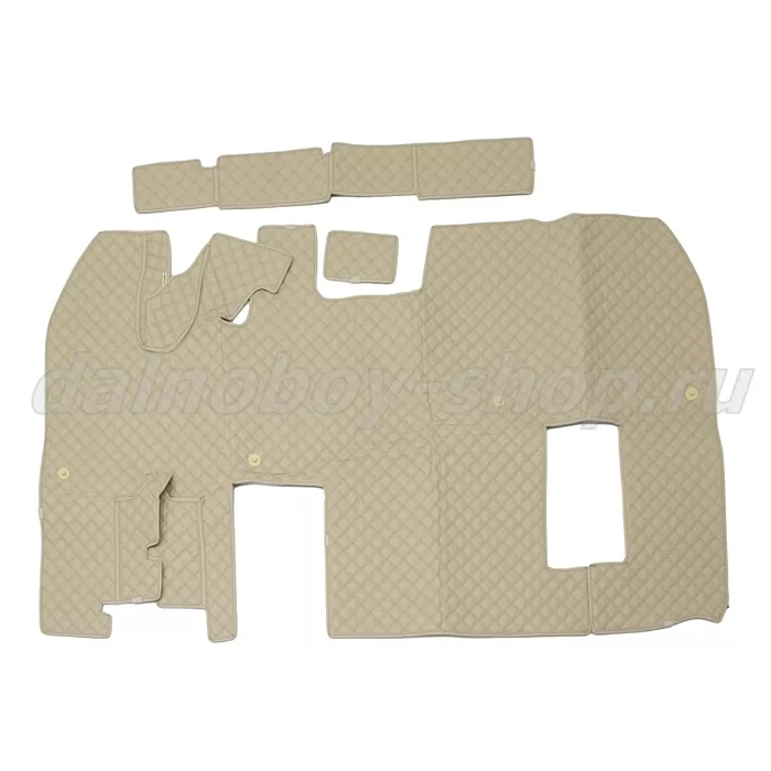 Коврик кож.зам. 3D под ноги RENAULT MAGNUM авт/мех 2х нитка беж кожа/нить коричневая