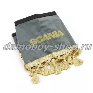 Ламбрекен лоб.+ шторка боковая велюр 2.2м  SCANIA серый