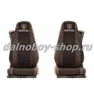 Чехол - сиденье иск.кожа+велюр PREMIUM SCANIA (2004-2014) 5 серия (2 ремня)(2 выс.сид.) коричневый