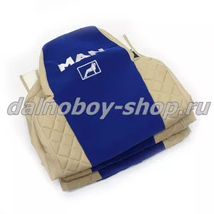 Чехол - сиденье иск.кожа+велюр PREMIUM MAN TG-A/X/S/M/L  до 2017 (1ремень)(2 выс.сид.) беж-синий