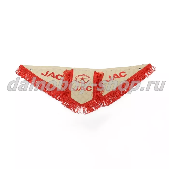 Вымпел из 3-х частей Иск кожа стеганный JAC бежевый + красная бахрома