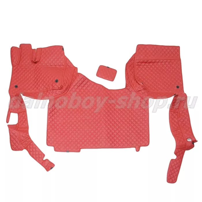 Коврик кож.зам. 3D под ноги Faw J7 2х нитка красная кожа/нить красная