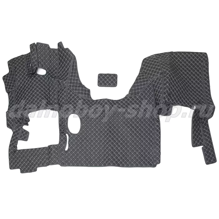 Коврик кож.зам. 3D под ноги DAF XF-105 механика /черный+белая нить