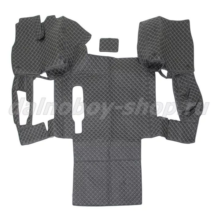 Коврик кож.зам. 3D под ноги Man TGX (2016-2021) авт с ящ без хол 2х нитка черная кожа/нить бежевая