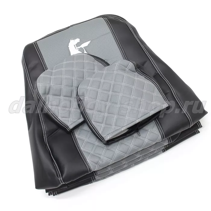 Чехол - сиденье / иск.кожа /PREMIUM / KMZ (2 сид.2подголов.) без ремней / черн+сер