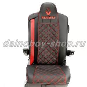 Чехол - сиденье / иск.кожа /PREMIUM / RENAULT T-SERIA  от 2013г (2 выс. сид.) черный+кр нити
