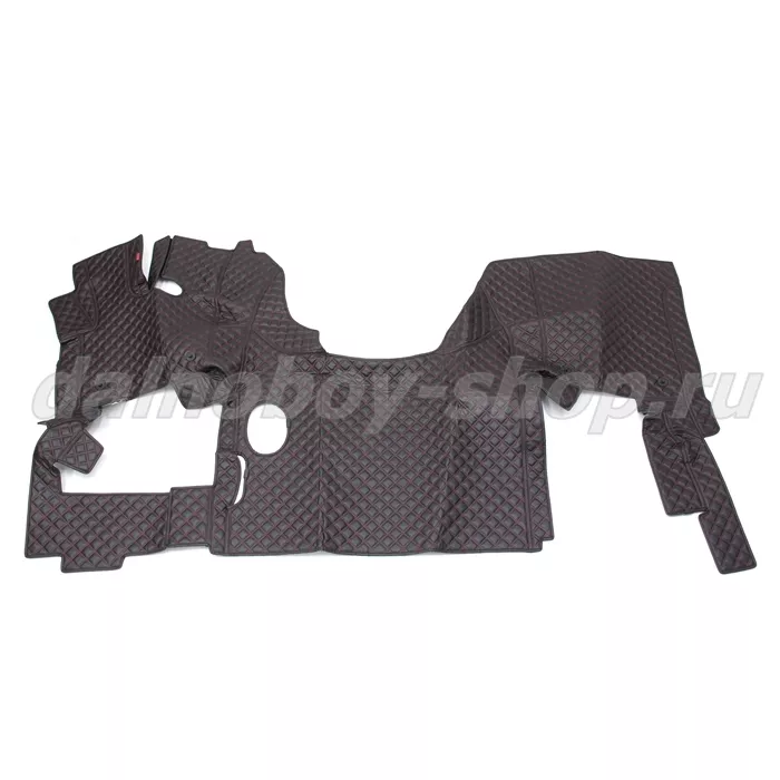 Коврик кож.зам. 3D под ноги DAF XF-105 механика /черный+красная нить