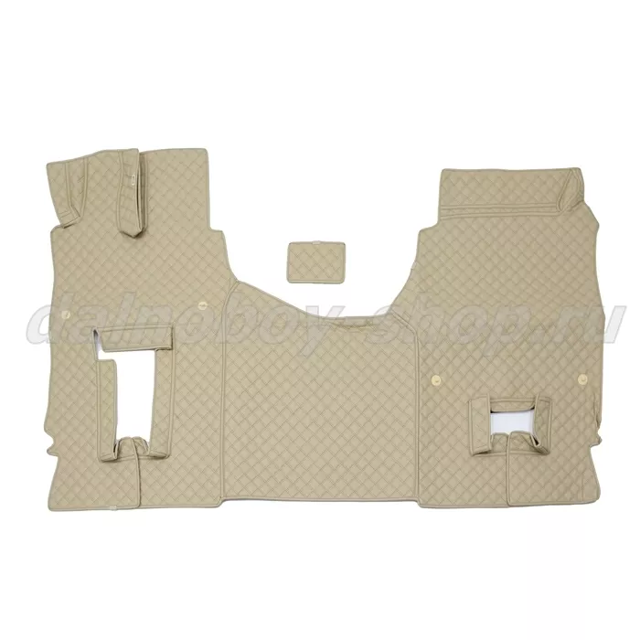 Коврик кож.зам. 3D под ноги MERCEDES ACTROS MP4/5 2х нитка беж кожа/нить черная