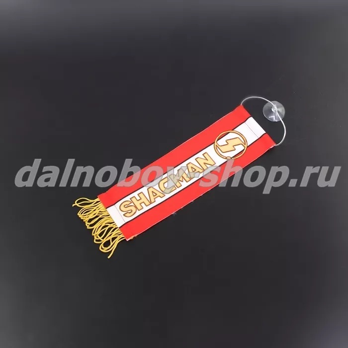 Вымпел прямоугольный на присоске 5.5*20см SHACMAN с бахромой и рисунком красный