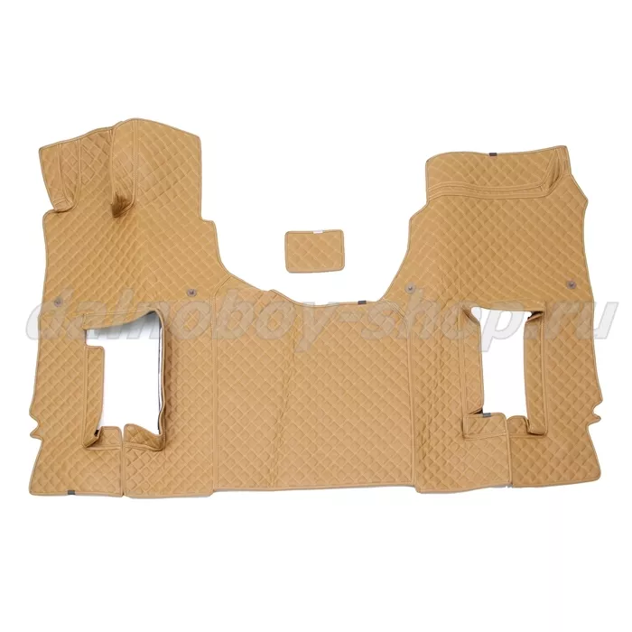 Коврик кож.зам. 3D под ноги MERCEDES ACTROS Китайская сборка 2х нитка фокс кожа/нить бежевая