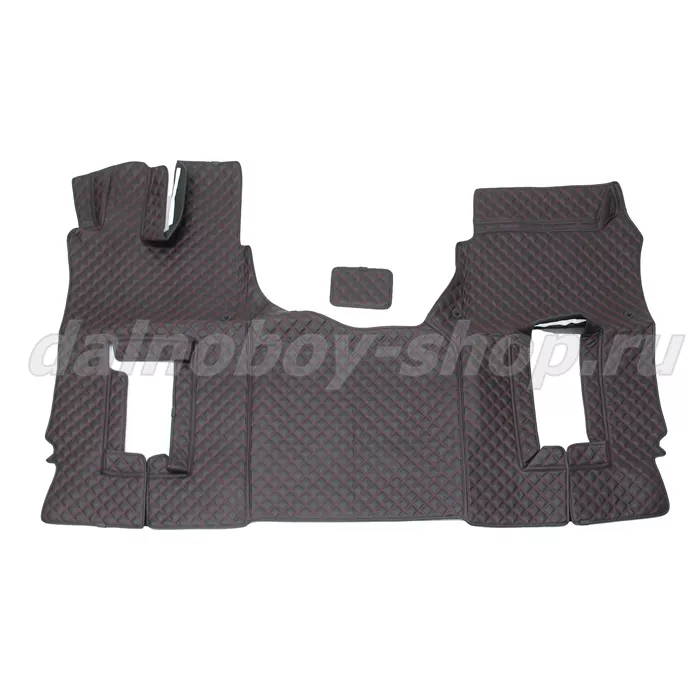 Коврик кож.зам. 3D под ноги MERCEDES ACTROS Китайская сборка 2х нитка черная кожа/нить красная