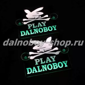 Табличка светящаяся черная 13/15 см. PLAY DALNOBOY бел/зел 24v (2шт) двойная