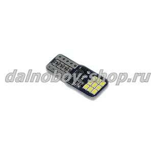 Лампочка габаритная без/цок  T10-PCB-2016-18SMD-с обманкой  белая 24v (по 10 шт)