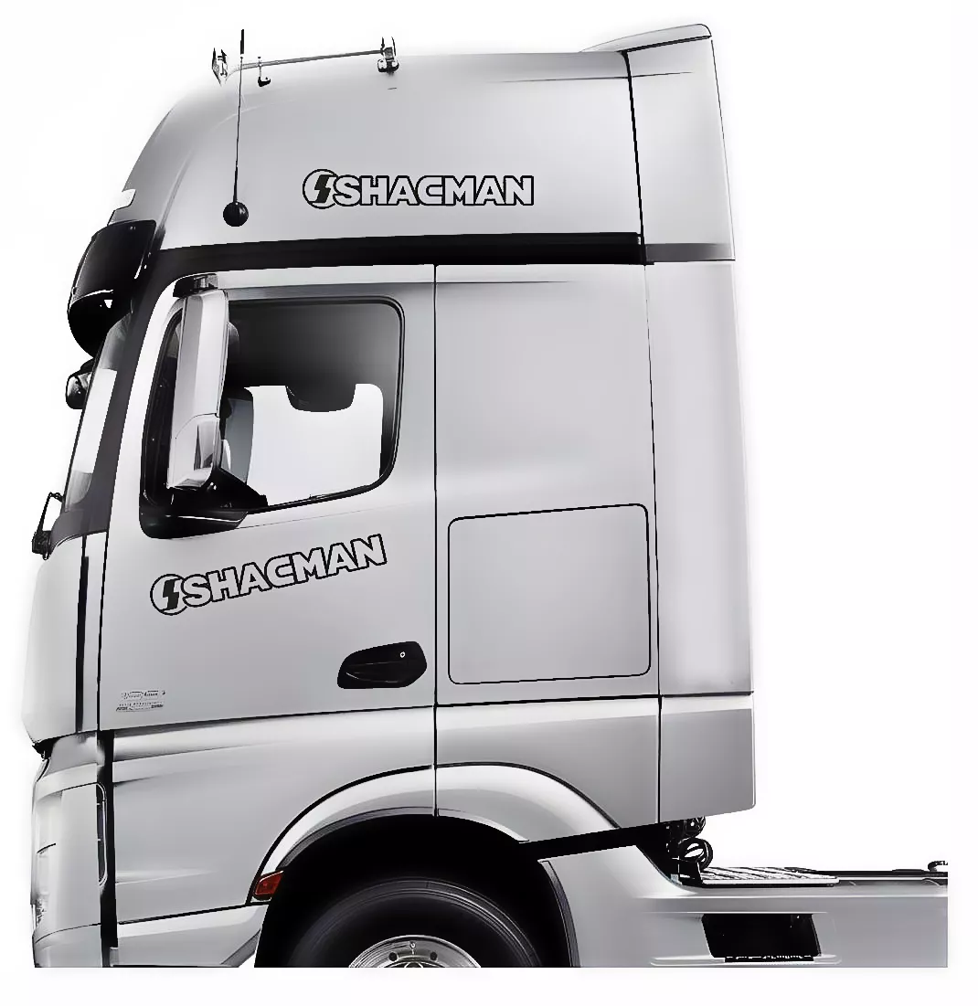 Наклейка (вырезанная) 14*66 "SHACMAN" ( комплект 2шт.) цвет белый