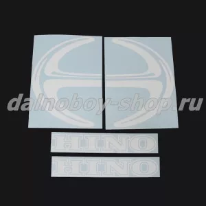 Наклейка на боковые окна 45*33 "HINO" ( комплект 2шт.) цвет белый