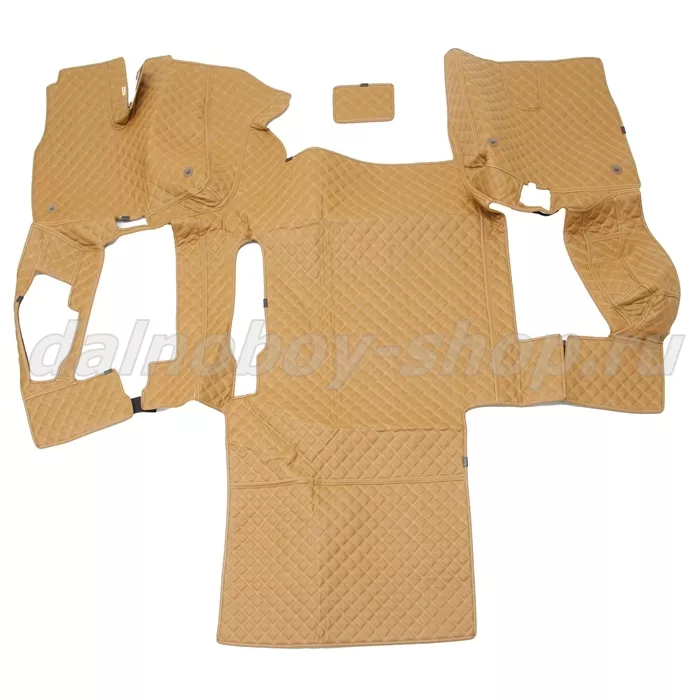 Коврик кож.зам. 3D под ноги Man TGX (2016-2021) авт с ящ без хол 2х нитка фокс кожа/нить бежевая