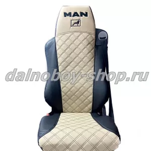 Чехол - сиденье / иск.кожа /PREMIUM / MAN TG-A/X/S/M/L  с 2017 (2ремня)(2 выс.сид.) черн+беж