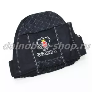 Чехол - сиденье аликанте SCANIA (1994-2004) 4серия (2 ремня)(2 низ.сид.) черный