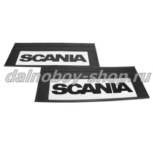 Брызговики задние резина (светоотражающие) 660*270 SCANIA (белый+черная надпись)