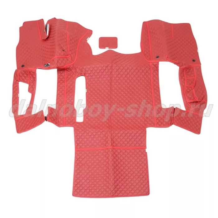 Коврик кож.зам. 3D под ноги Man TGX (2016-2021) авт с ящ без хол 2х нитка красная кожа/нить красная