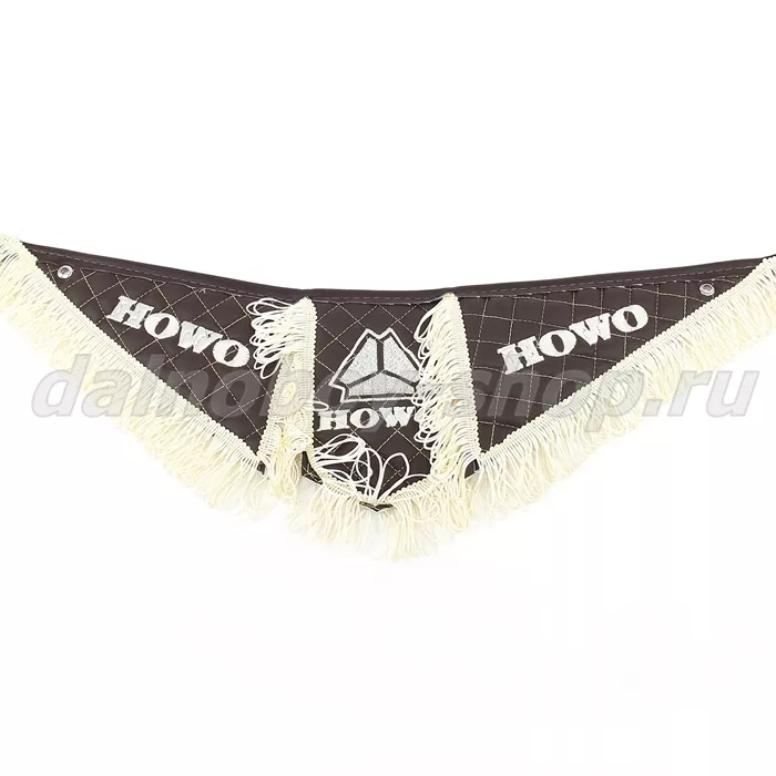 Вымпел из 3-х частей Иск кожа стеганный HOWO коричневый + бежевая бахрома