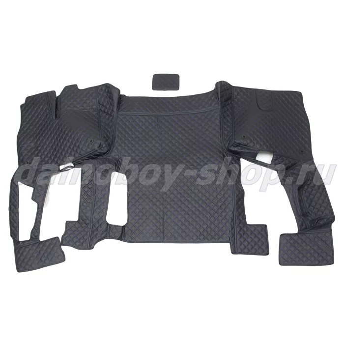 Коврик кож.зам. 3D под ноги Man TGX (2016-2021) авт без ящ с хол 2х нитка черная кожа/нить синяя