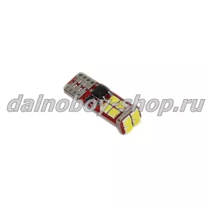 Лампочка габаритная без/цок  T10-PCB-3030-H-12SMD-с обманкой-без полярности белая 24v (по 10шт)
