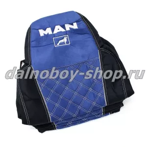 Чехол - сиденье аликанте MAN TG-A/X/S/M/L  до 2017 (1ремень)(2 выс.сид.) черно-синий
