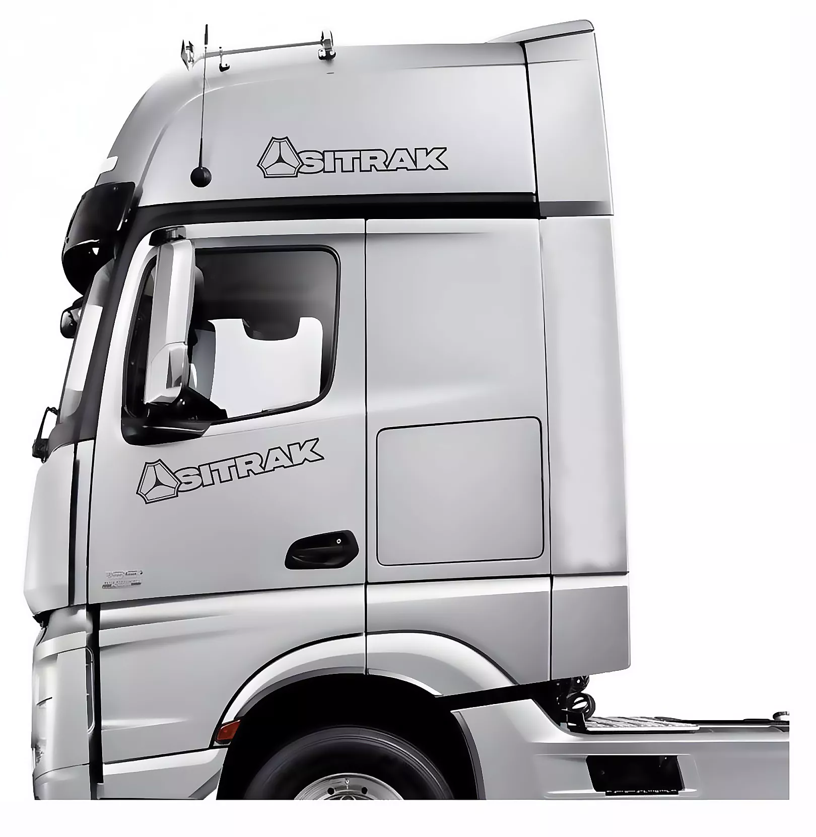 Наклейка (вырезанная) 14*66 "SITRAK" ( комплект 2шт.) цвет белый