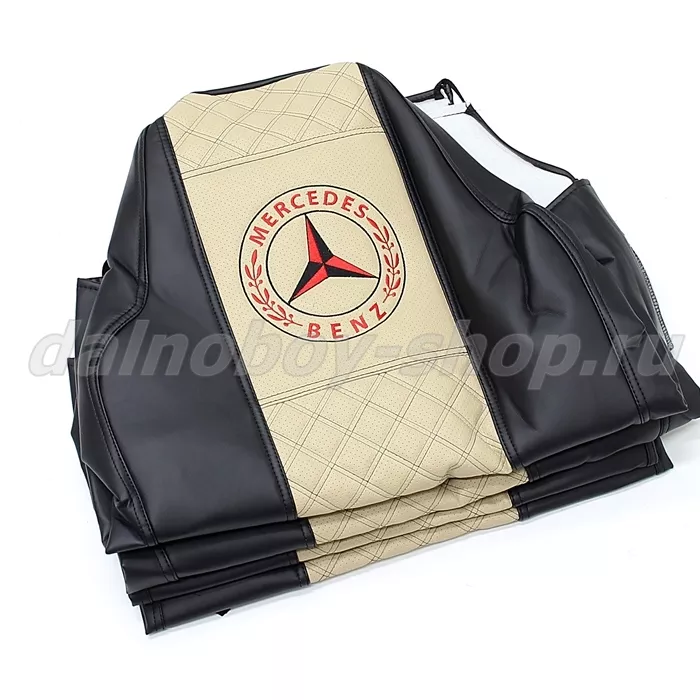 Чехол - сиденье / иск.кожа /PREMIUM / MERCEDES ATEGO 2 низ. сид. 1996-2003 / черн+беж
