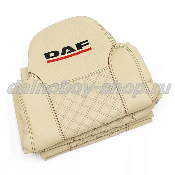 Чехол - сиденье / иск.кожа /PREMIUM / DAF XF -95-105 до 2009г. (2 ремня)(2выс.сид.) / Беж+Беж