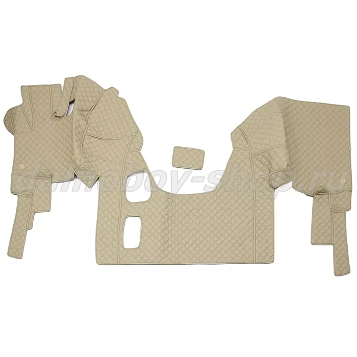 Коврик кож.зам. 3D под ноги DAF XF-95 механика /бежевый+коричневая нить