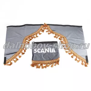 Ламбрекен лоб.+ шторка боковая хамелеон 2.2м  SCANIA серый