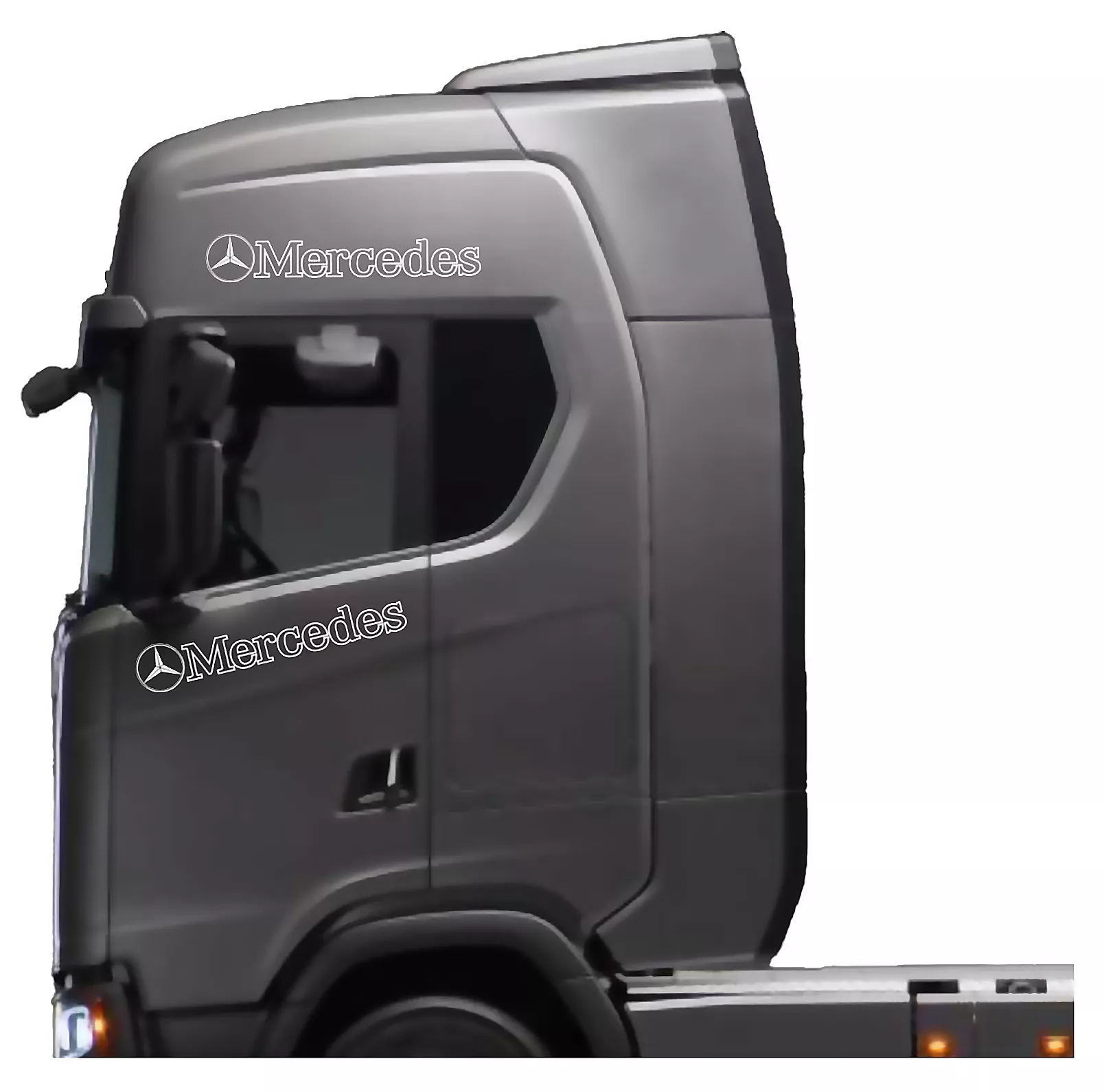 Наклейка (вырезанная) 14*66 "MERCEDES" ( комплект 2шт.) цвет черный